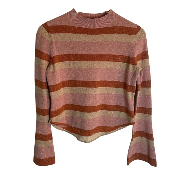 Stylestalker Sweaters - StyleStalker Rachelle Knit flared sweater mock neck retro size Small